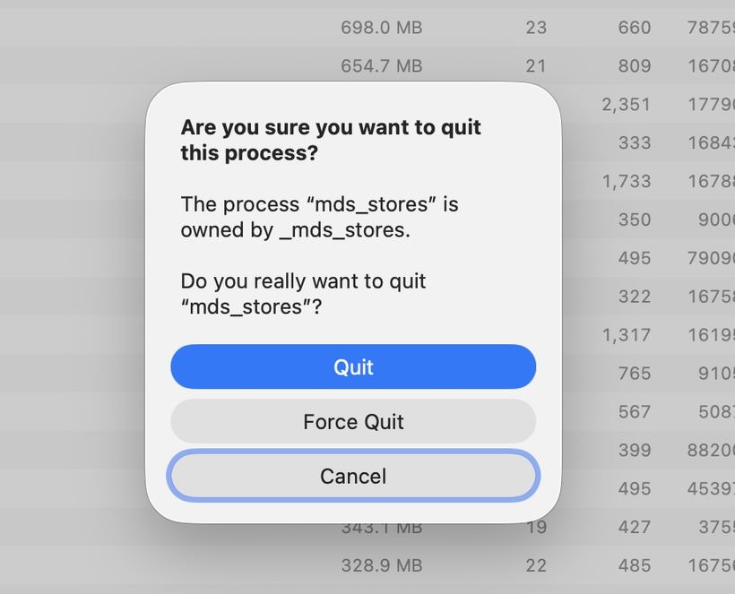 Что делать, если mds_stores грузит процессор и память на Mac